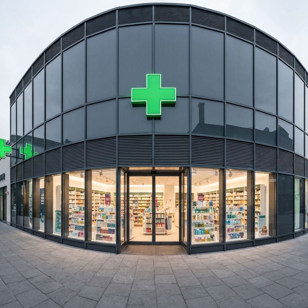 Modern pharmacy storefront